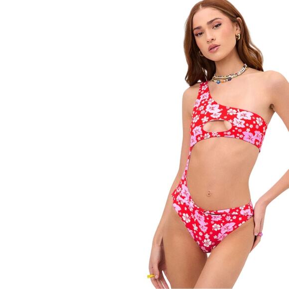 Frankies Bikinis Mila Coconut One Piece Swimsuit Peek-a-boo cutout Size L NWT - Picture 4 of 5